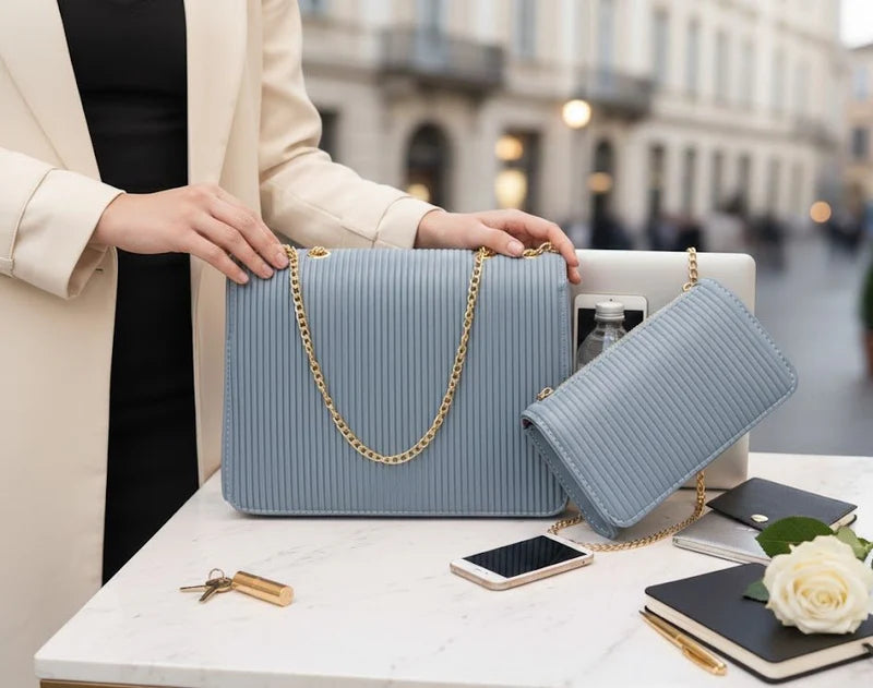 Denim Leather Satchel Bag