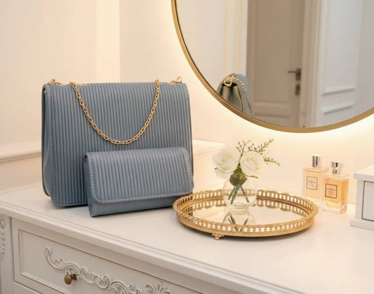 Denim Leather Satchel Bag