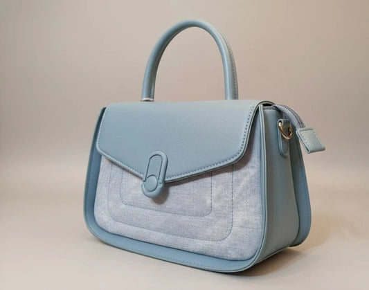 Denim Leather Satchel Bag