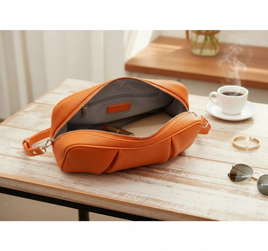 Pebbled Orange Crossbody Bag