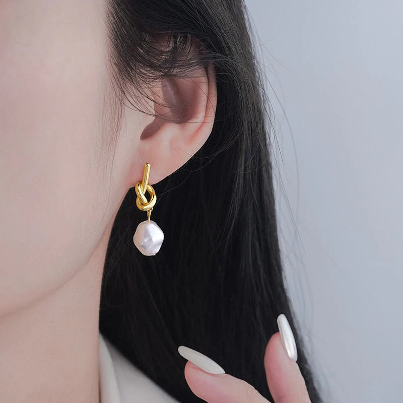 Womens French Vintage Baroque Pearl Earrings