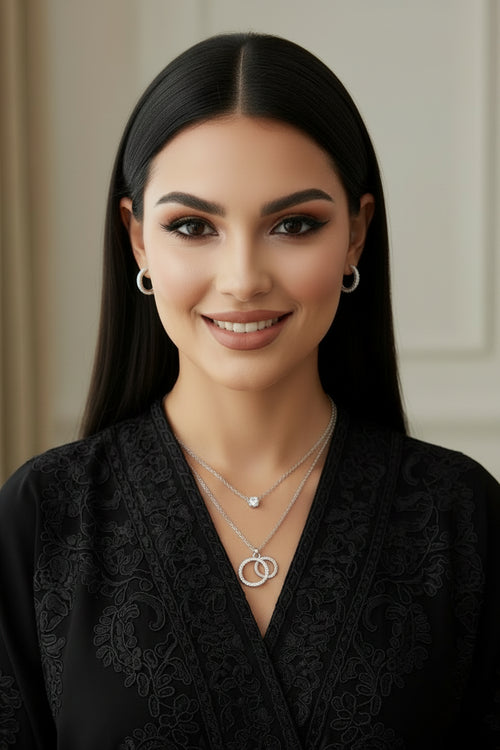 Double Ring Sparkle Pendant Set