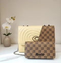Luxury Checkered Quilted Shoulder Bag with Matching Wallet
